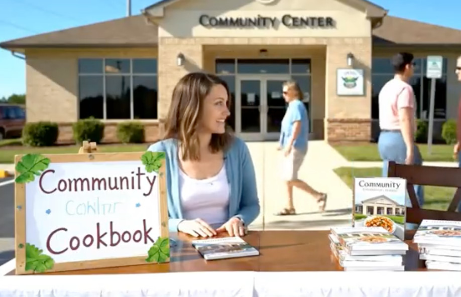 Community cookbook fundraiser sales event with supporters