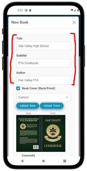 Create new cookbook screen in ReciScan